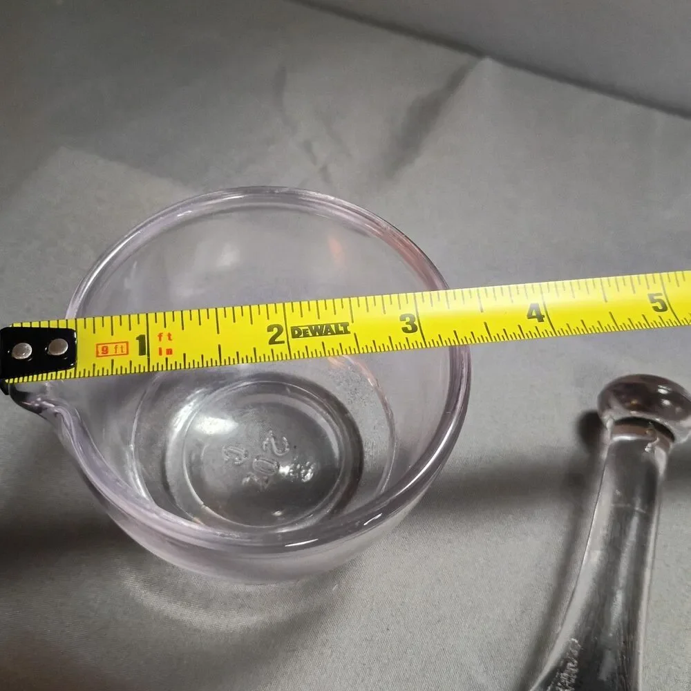 Vintage Glass 2 oz Mortar & Pestle With Pour Spout, Apothecary Spices Cooking